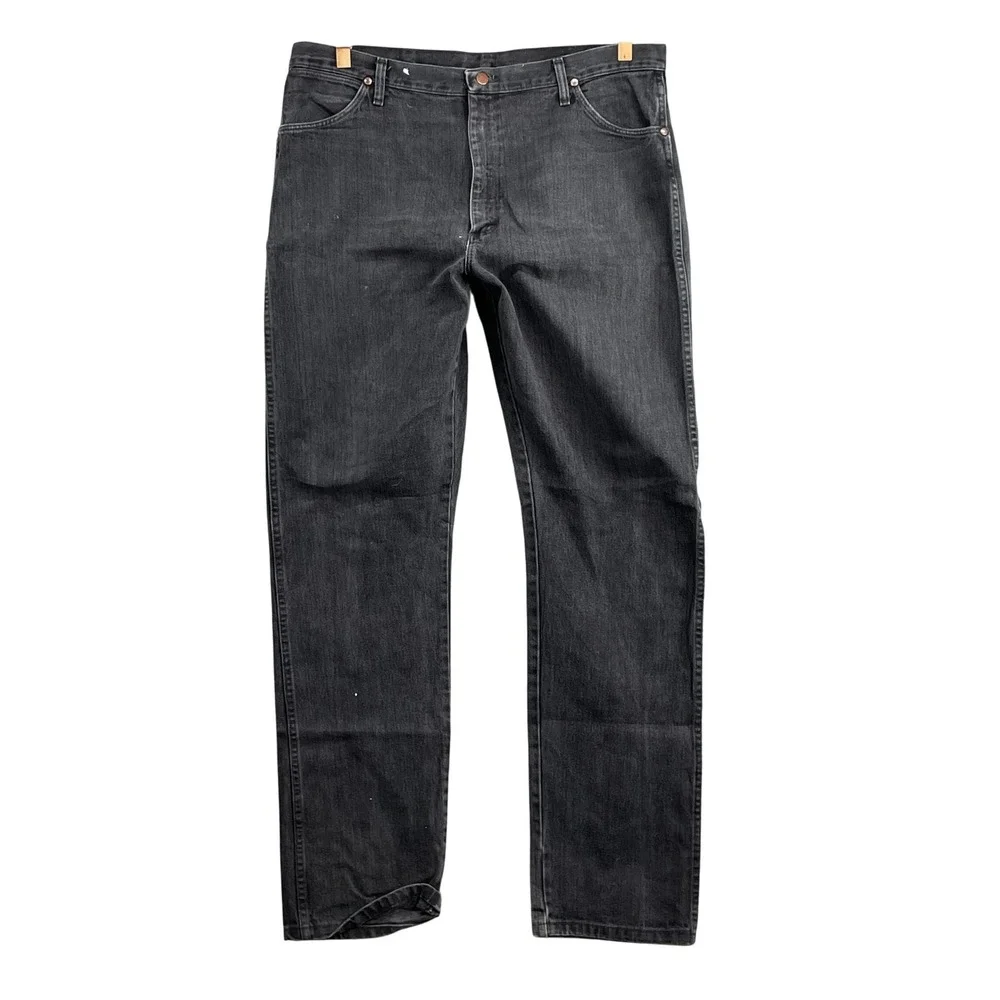 Wrangler 13MWZWK Cowboy Cut Mens Black Jeans 40x35* Faded Denim Straight‎ Leg